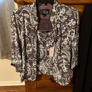 Dress shirt and jacket is a large petite. Dress pants are medium petites.
